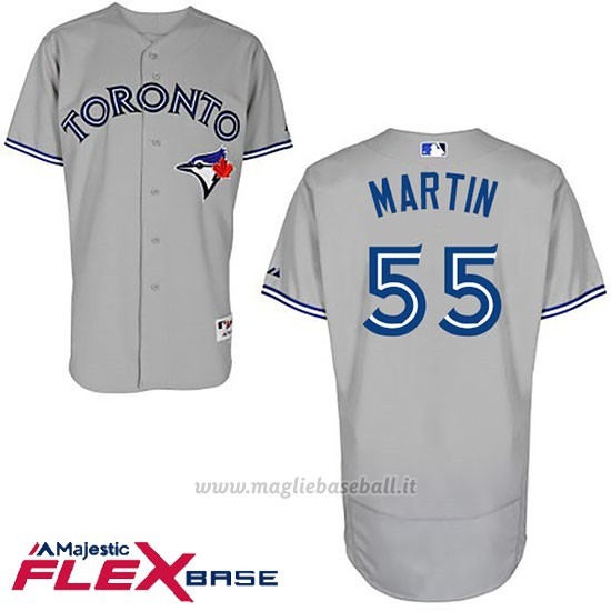 Maglia Baseball Uomo Toronto Blue Jays Russell Martin Majestic Autentico Collezione Grigio Flex Base